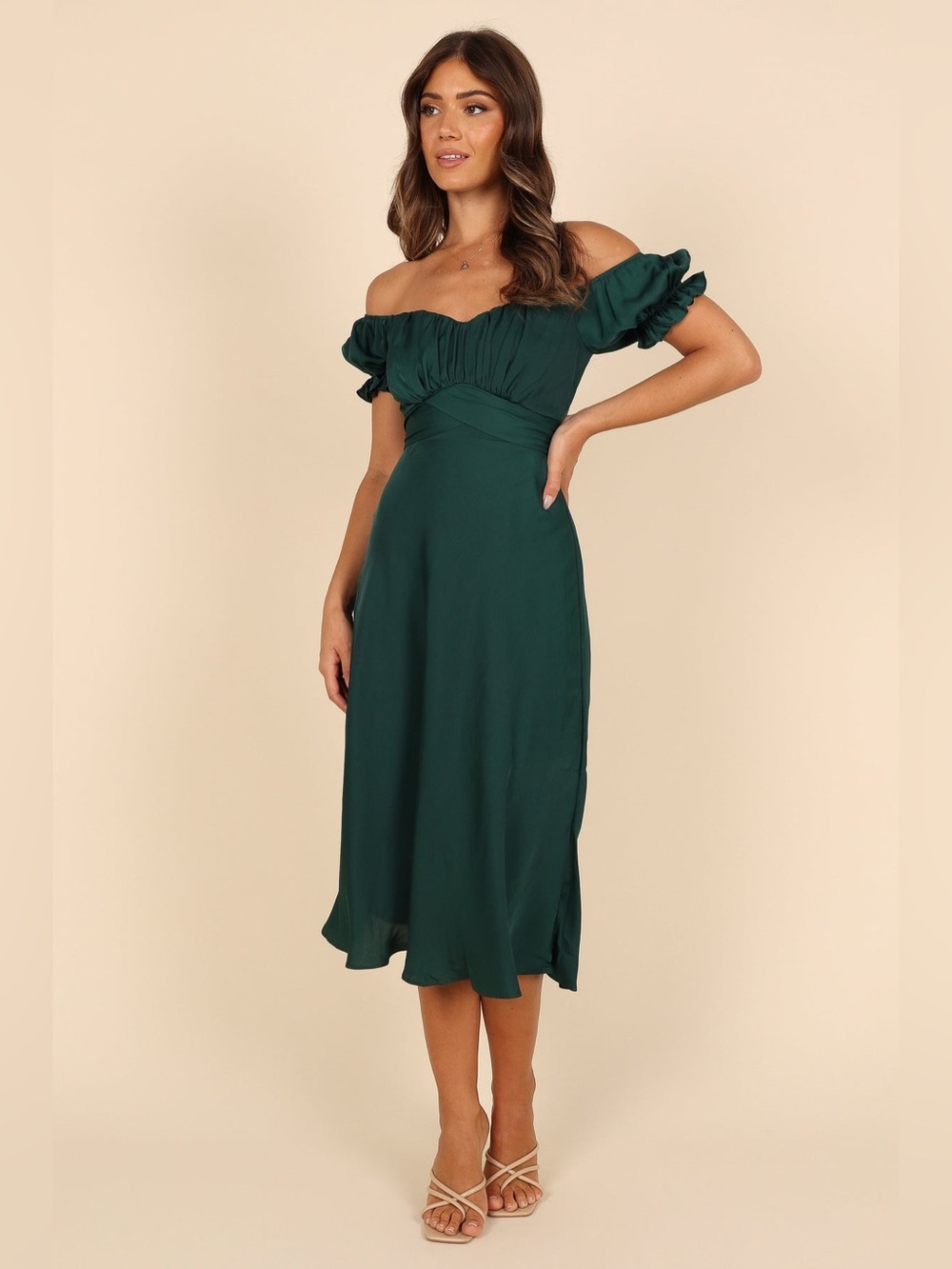 NEW Petal & Pup Mickenna Sweetheart Frill Midi Dress Emerald Green, Wedding - Picture 8 of 10